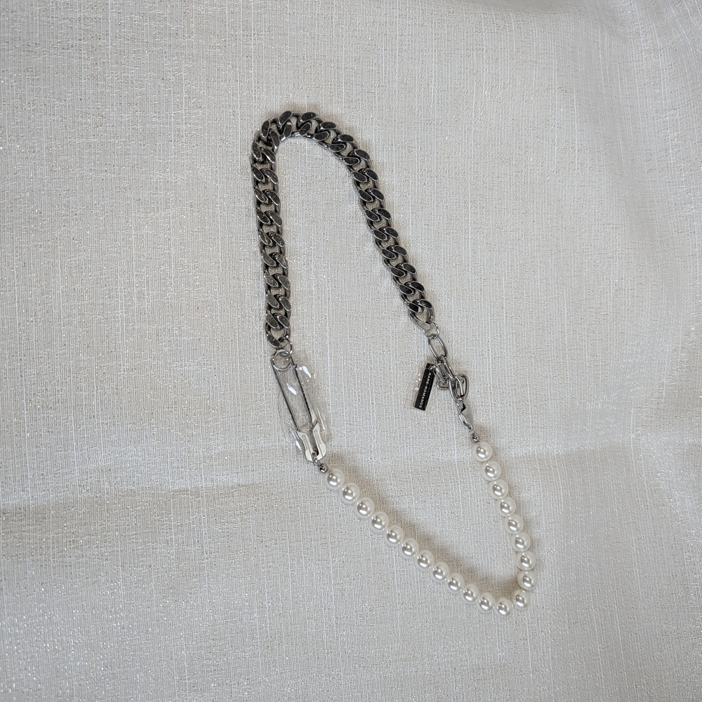 Rare-Romance SAFETY PIN PEARL CUBAN CHAIN NEW - Picture 4 of 4